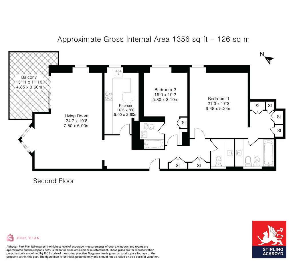 2 bedroom flat to rent - floorplan