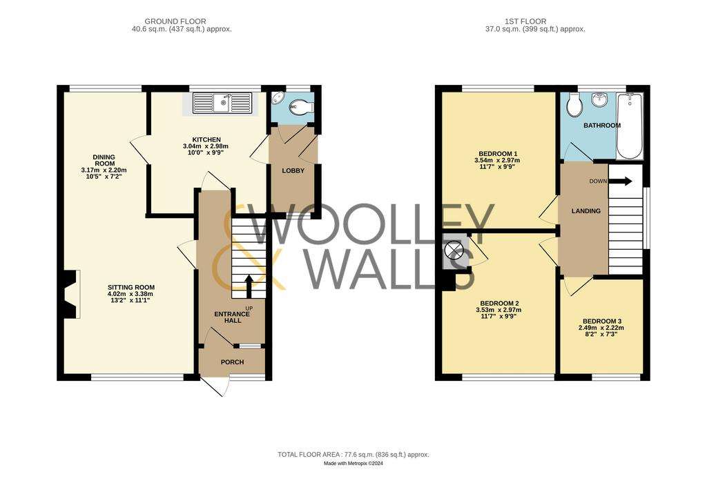 3 bedroom semi-detached house for sale - floorplan