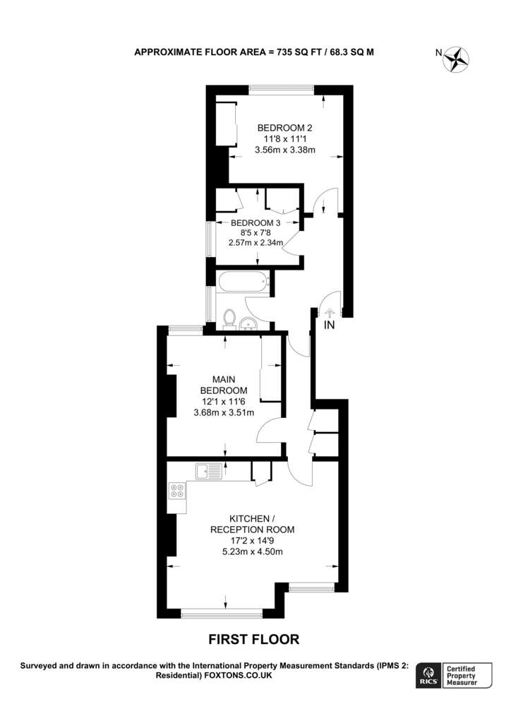 3 bedroom flat to rent - floorplan