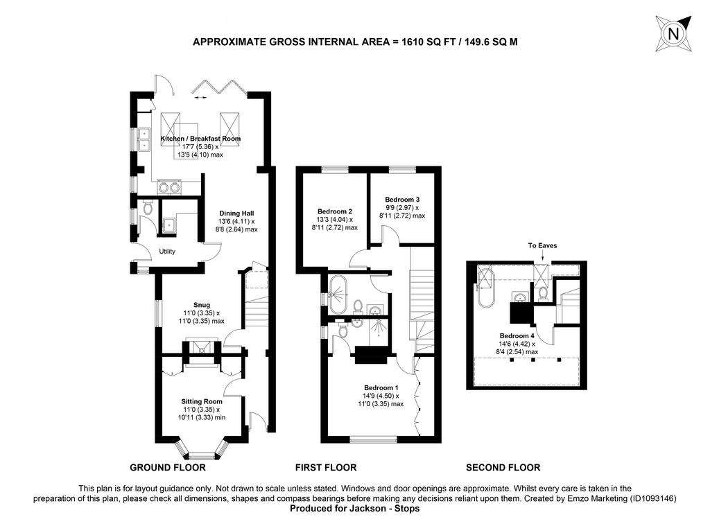 4 bedroom end of terrace house for sale - floorplan