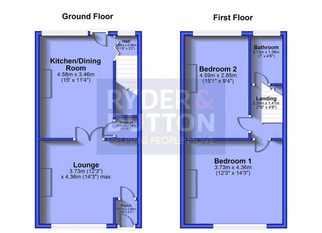 2 bedroom terraced house for sale - floorplan