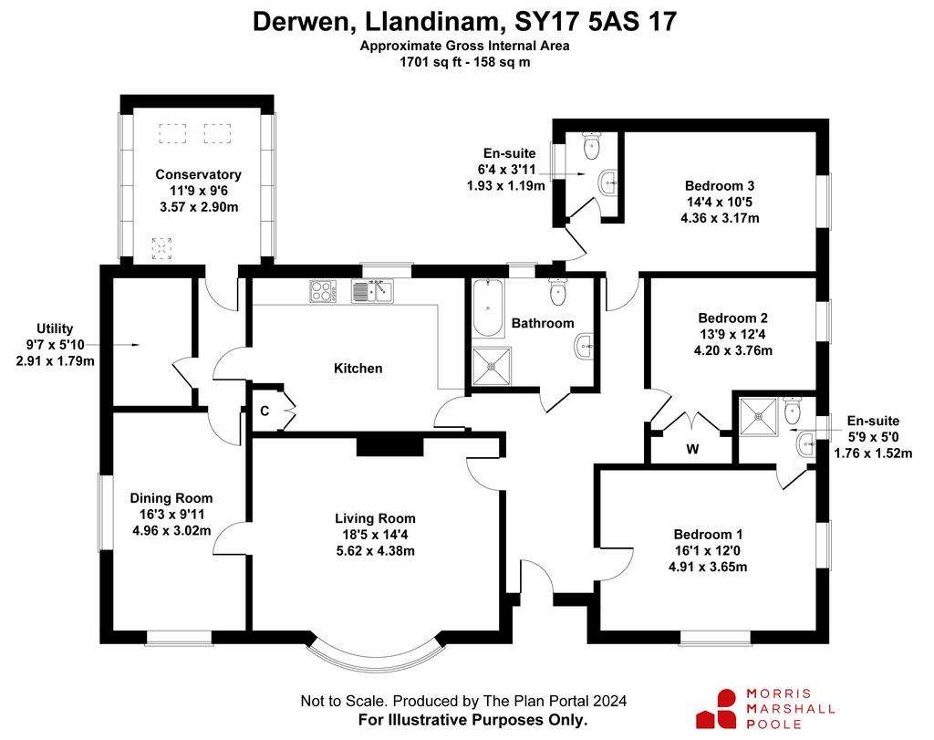 3 bedroom bungalow for sale - floorplan