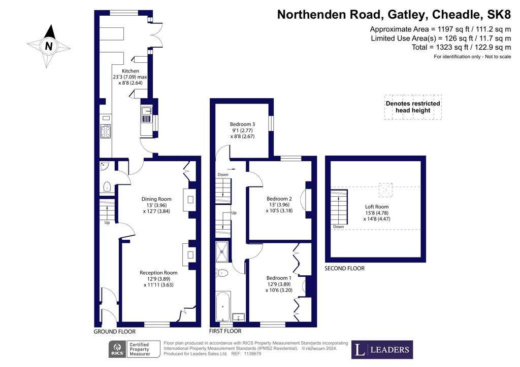 3 bedroom terraced house for sale - floorplan