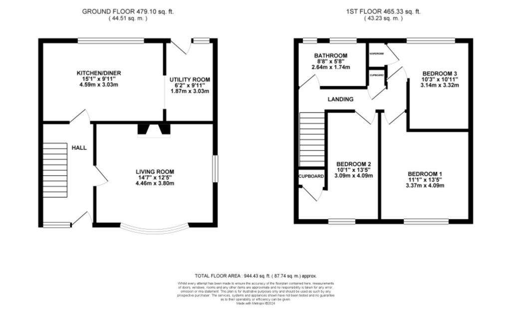 3 bedroom semi-detached house for sale - floorplan