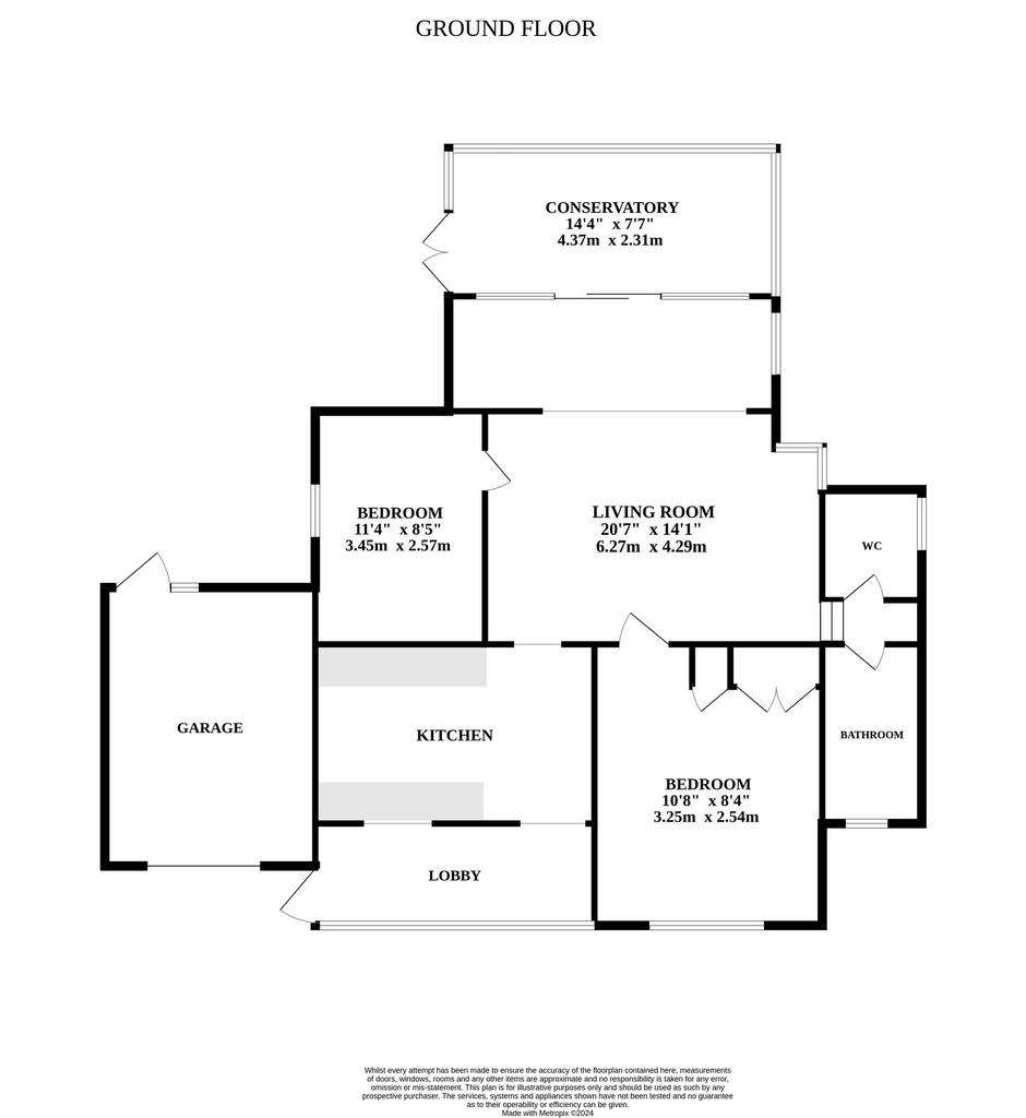 2 bedroom detached bungalow for sale - floorplan