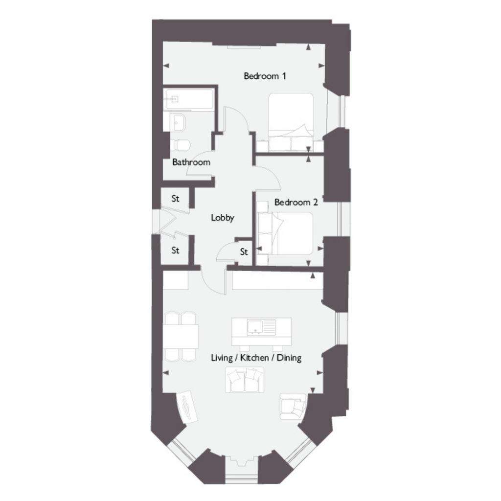 2 bedroom flat for sale - floorplan