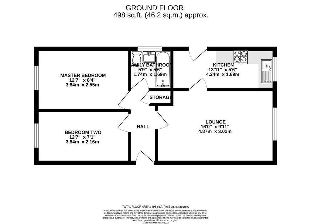 2 bedroom detached bungalow for sale - floorplan