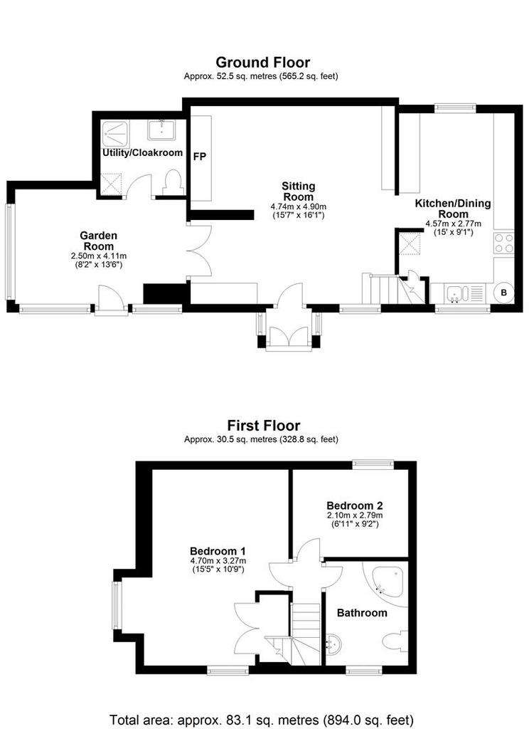 2 bedroom cottage for sale - floorplan