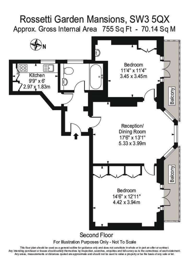 2 bedroom flat to rent - floorplan