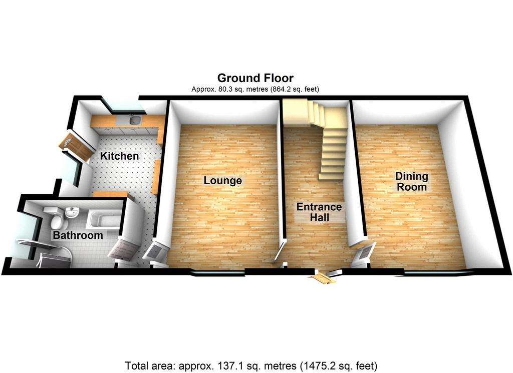 3 bedroom end of terrace house for sale - floorplan