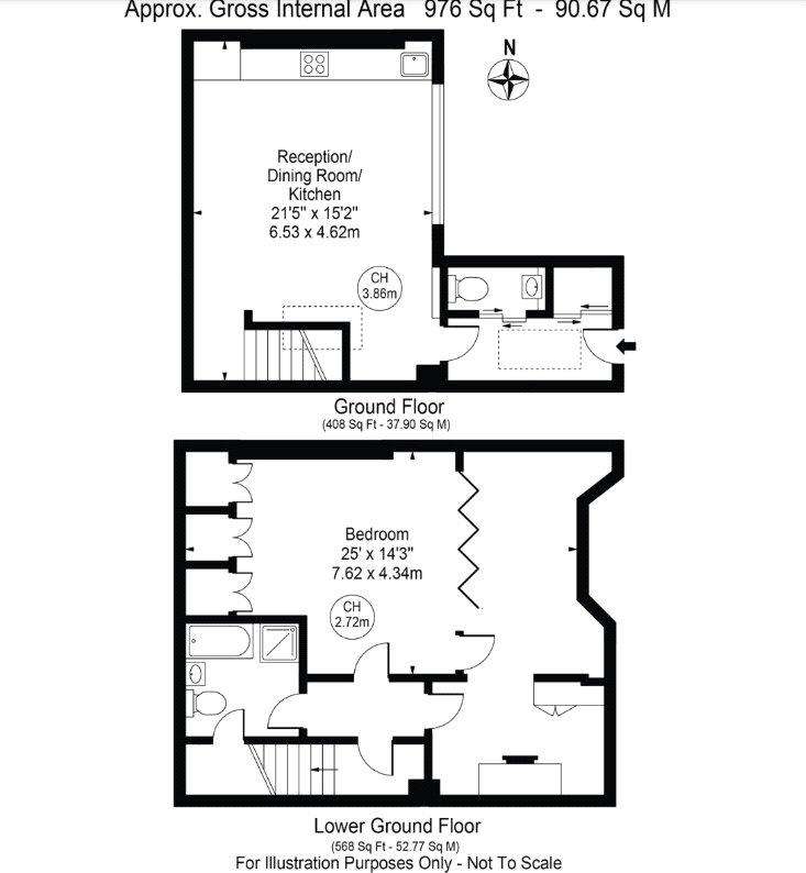 2 bedroom duplex apartment to rent - floorplan