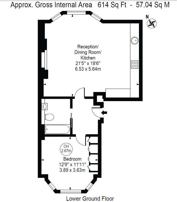 1 bedroom flat to rent - floorplan