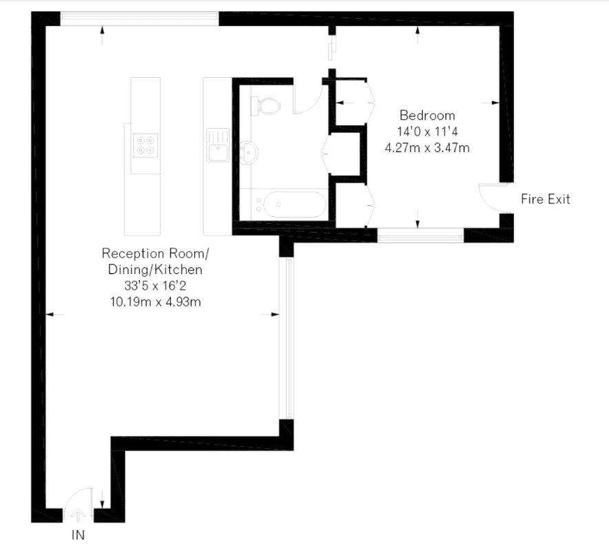 1 bedroom flat to rent - floorplan