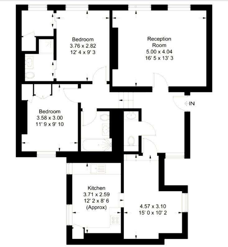 2 bedroom flat to rent - floorplan