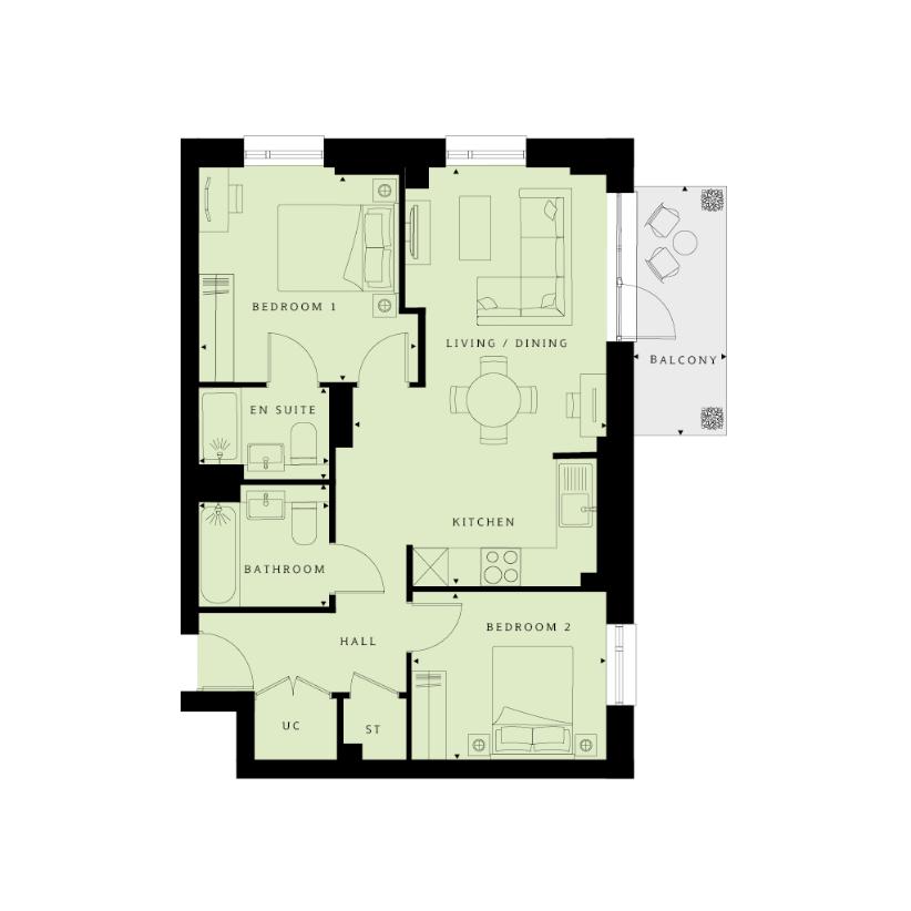 2 bedroom flat for sale - floorplan