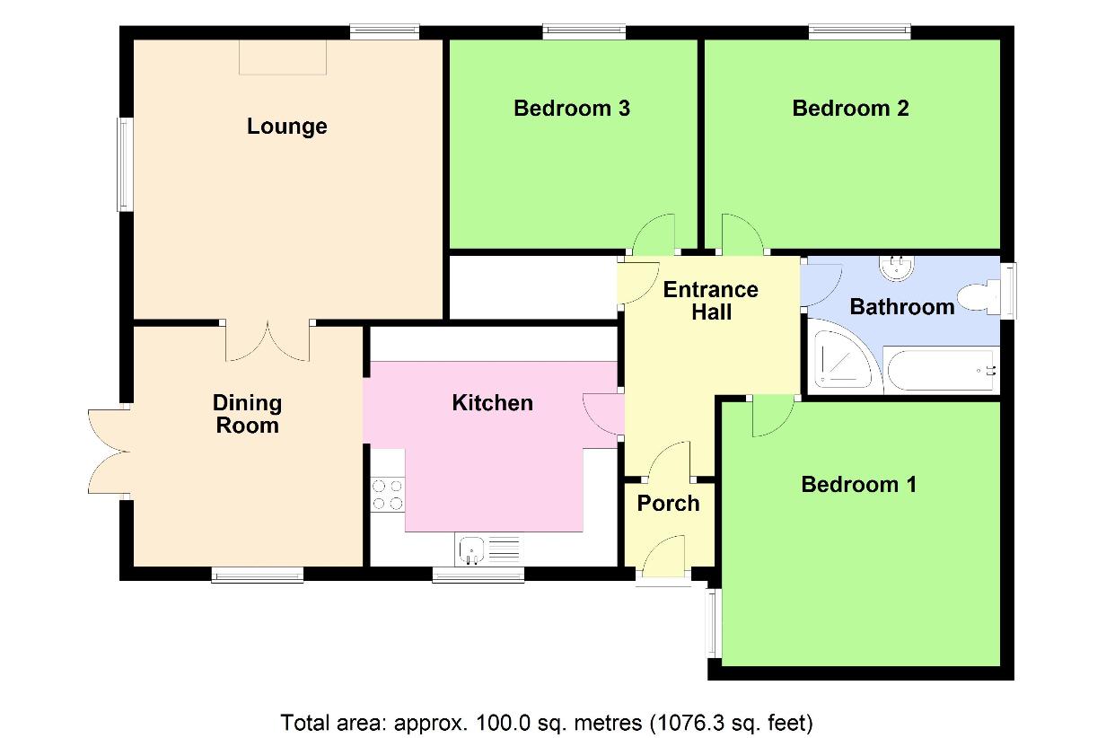 3 bedroom bungalow for sale - floorplan