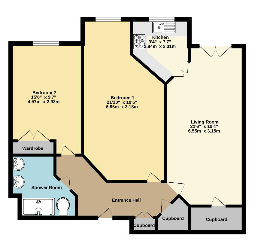 2 bedroom flat for sale - floorplan