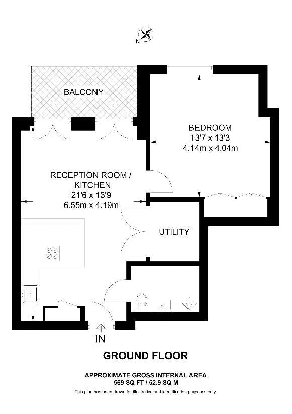 1 bedroom flat for sale - floorplan