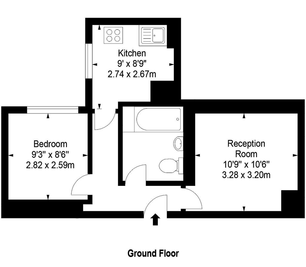 1 bedroom flat to rent - floorplan