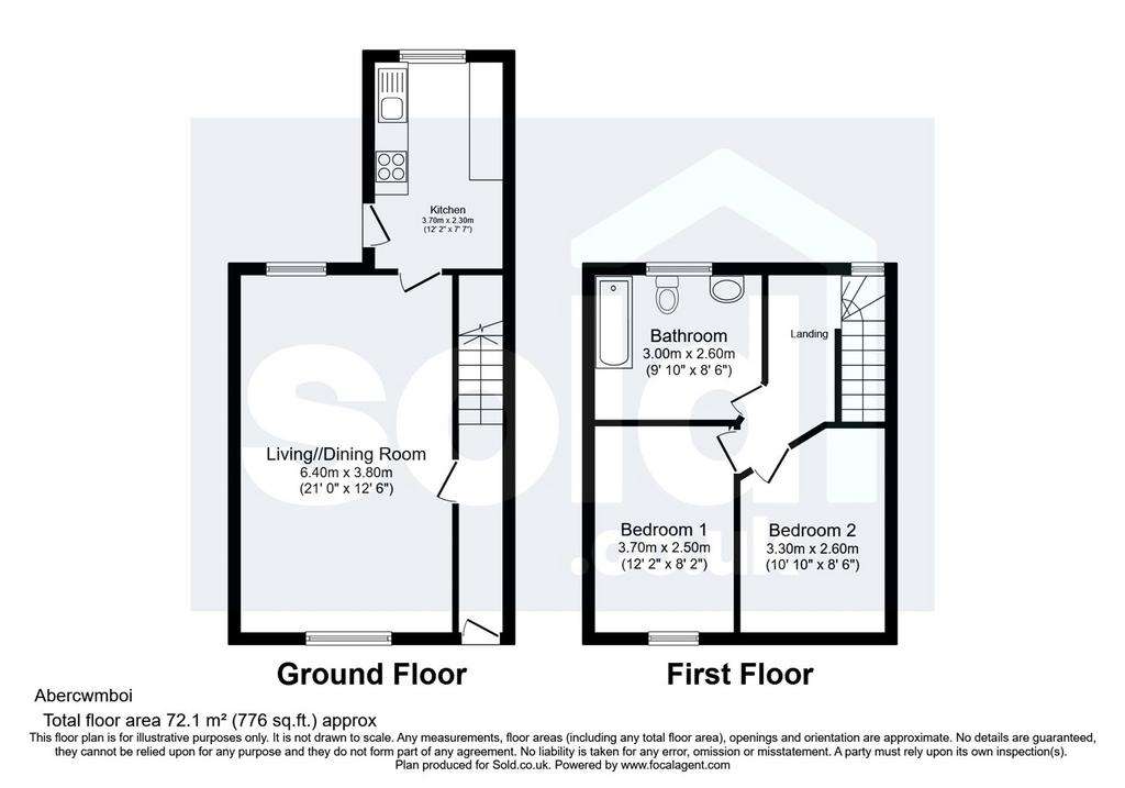 2 bedroom terraced house for sale - floorplan