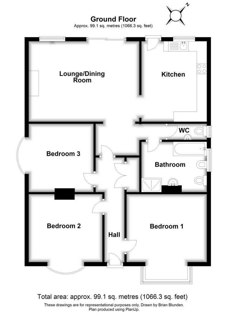 3 bedroom bungalow for sale - floorplan