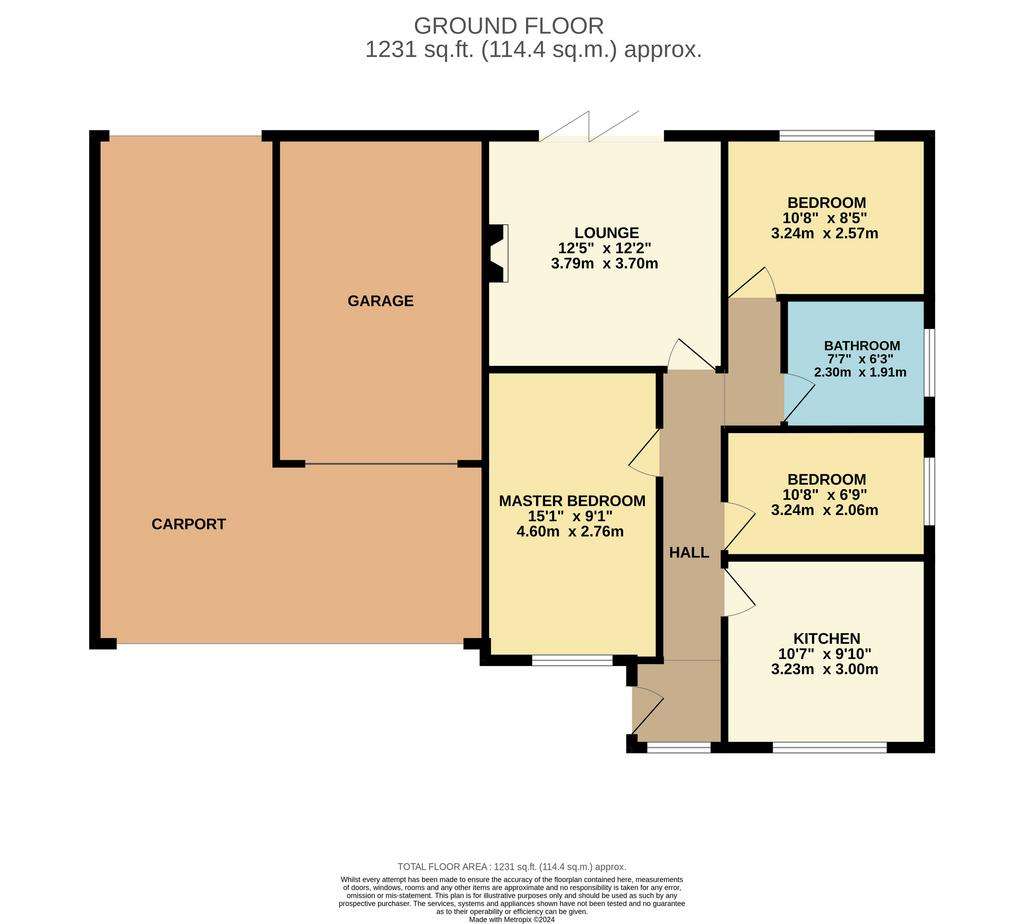 3 bedroom bungalow for sale - floorplan