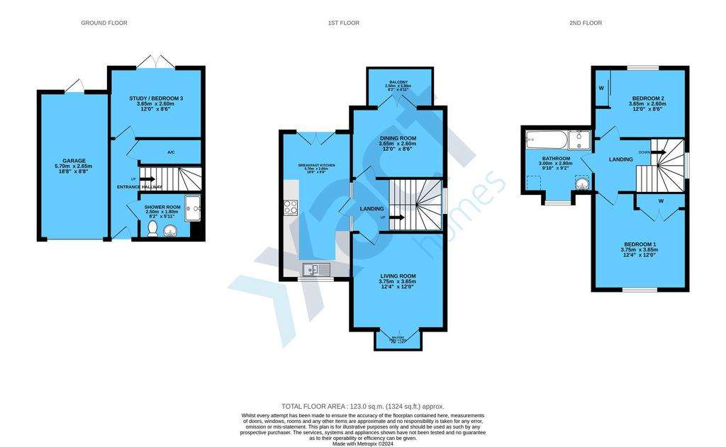 3 bedroom town house for sale - floorplan