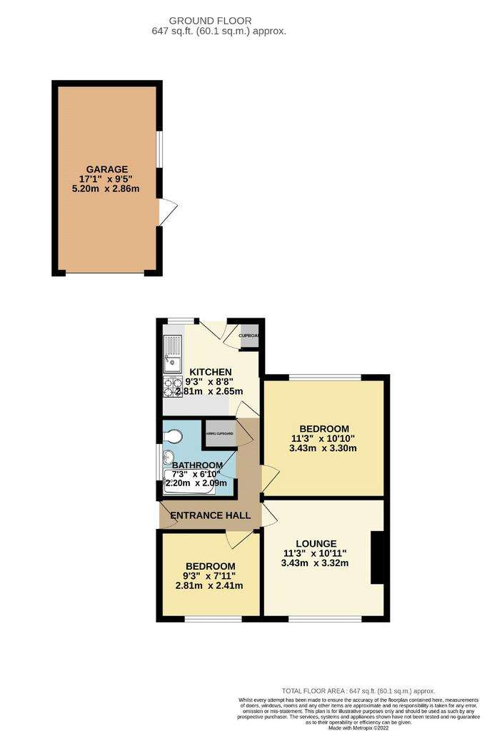 2 bedroom bungalow for sale - floorplan