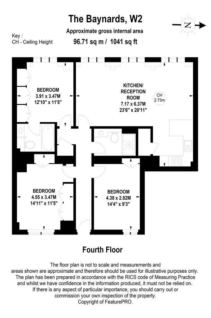 3 bedroom flat to rent - floorplan