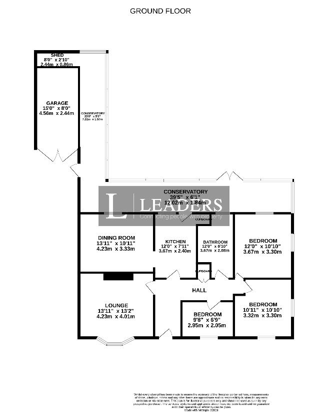 3 bedroom bungalow for sale - floorplan