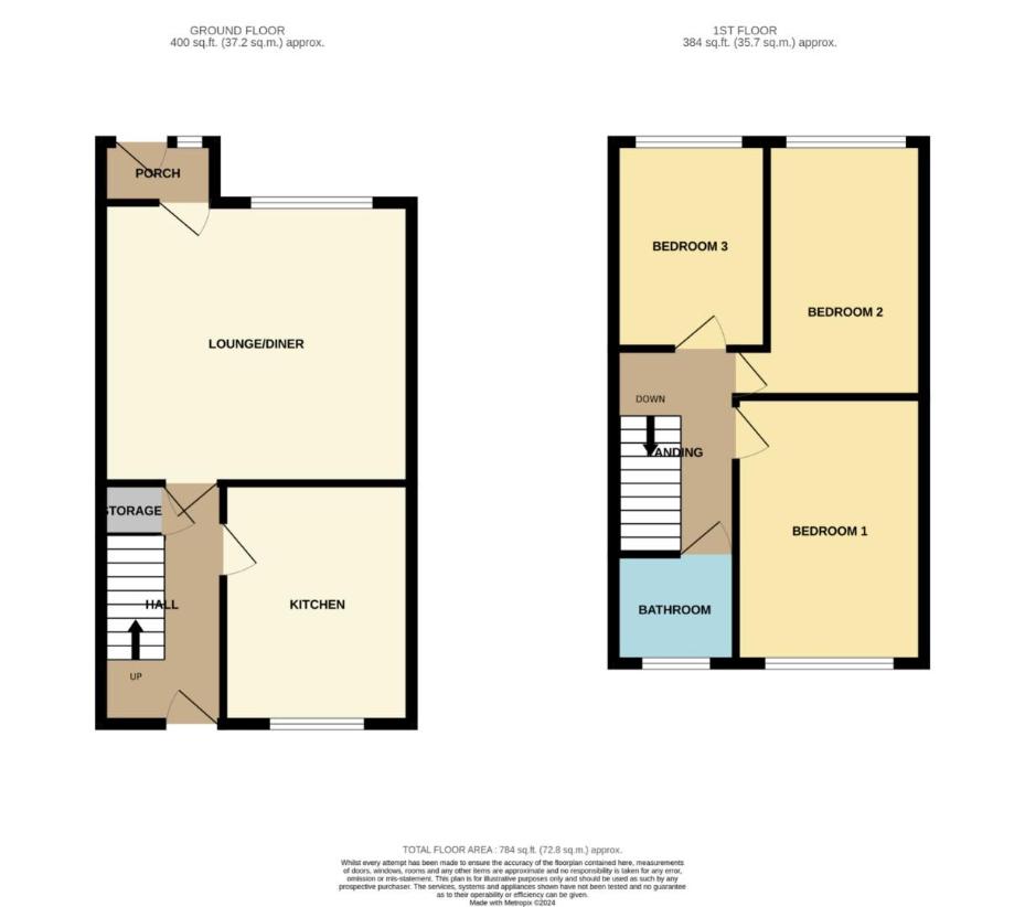 3 bedroom terraced house for sale - floorplan