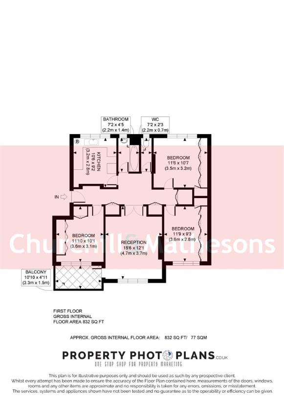 3 bedroom flat for sale - floorplan