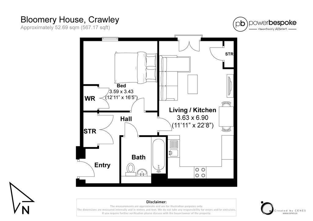 1 bedroom flat for sale - floorplan