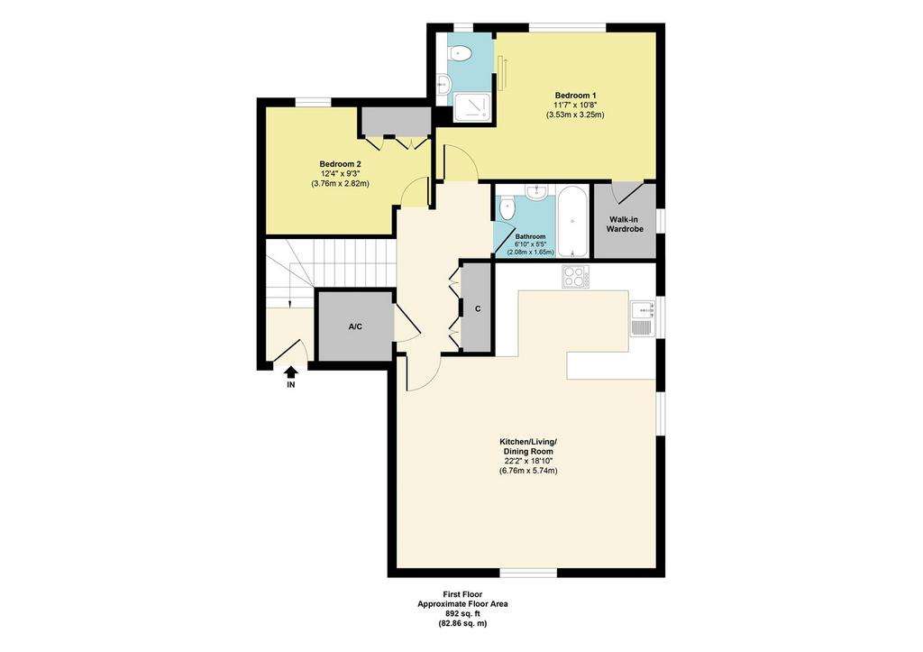 2 bedroom flat to rent - floorplan