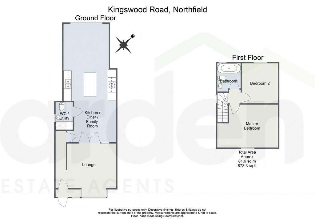 2 bedroom end of terrace house for sale - floorplan