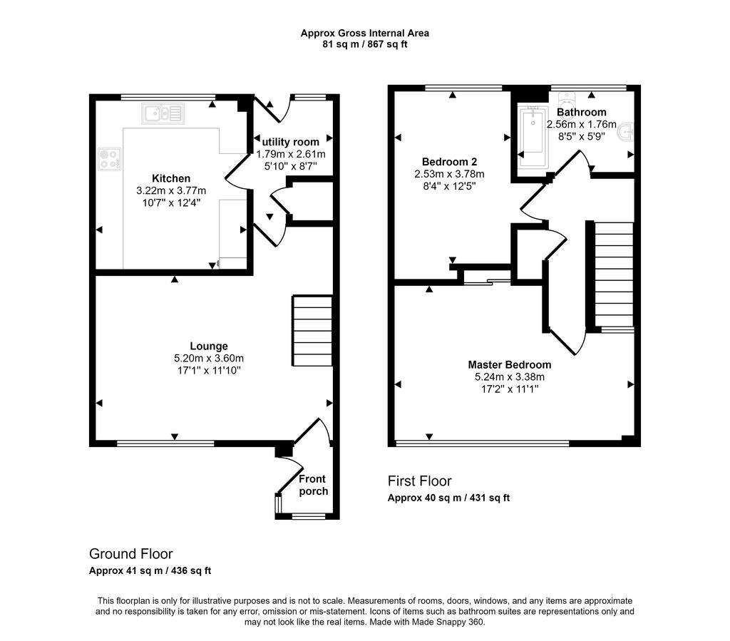 2 bedroom terraced house for sale - floorplan