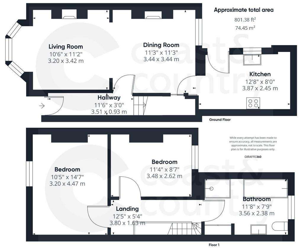 2 bedroom terraced house for sale - floorplan