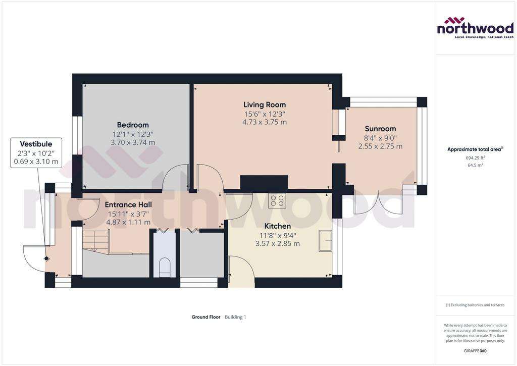 3 bedroom semi-detached bungalow for sale - floorplan