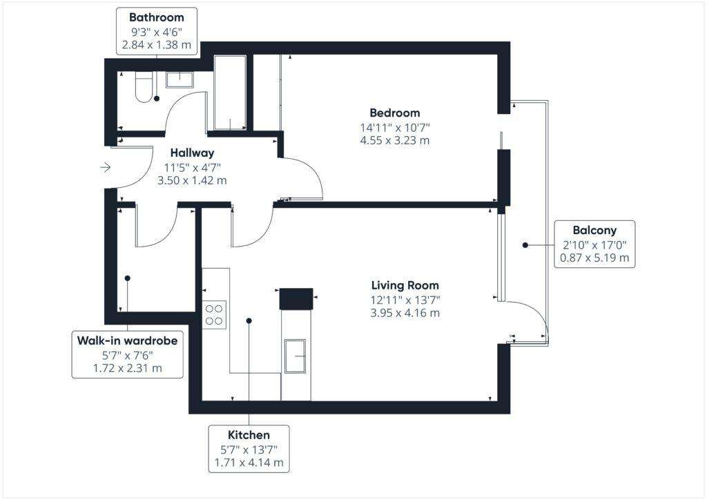 1 bedroom flat for sale - floorplan