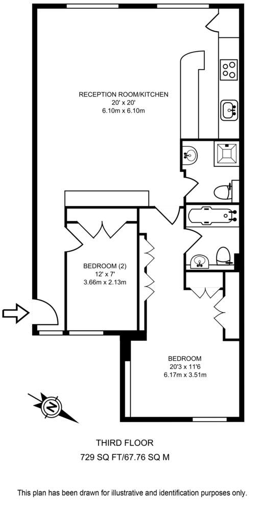 2 bedroom flat to rent - floorplan