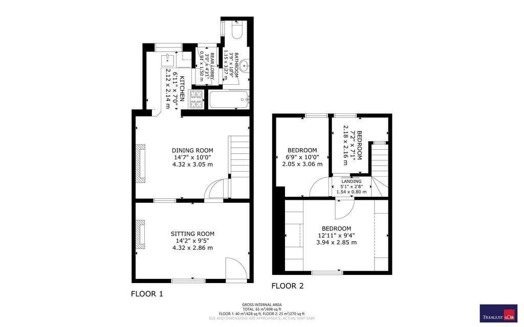 3 bedroom terraced house for sale - floorplan