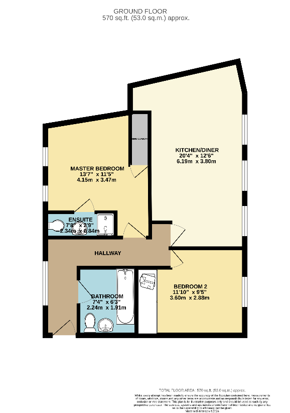 2 bedroom flat for sale - floorplan