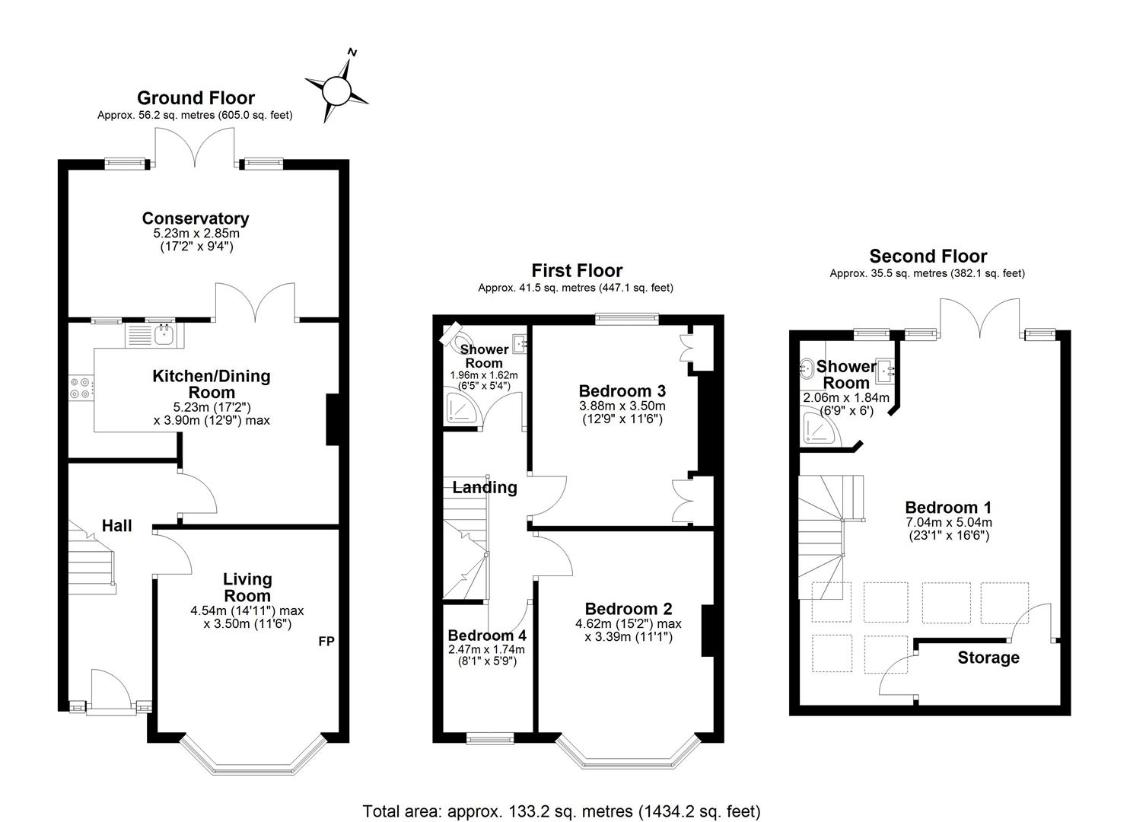 4 bedroom terraced house for sale - floorplan