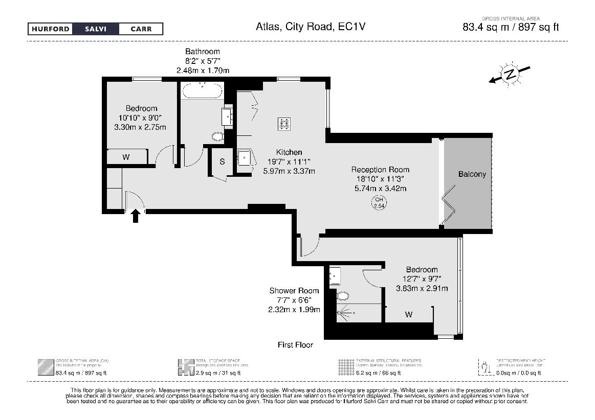 2 bedroom flat for sale - floorplan