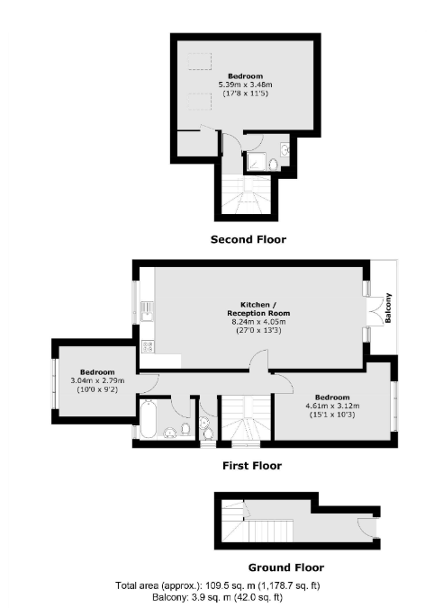 3 bedroom flat for sale - floorplan