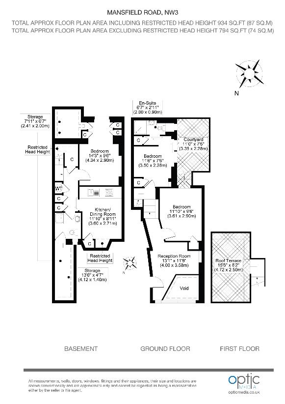 3 bedroom flat for sale - floorplan