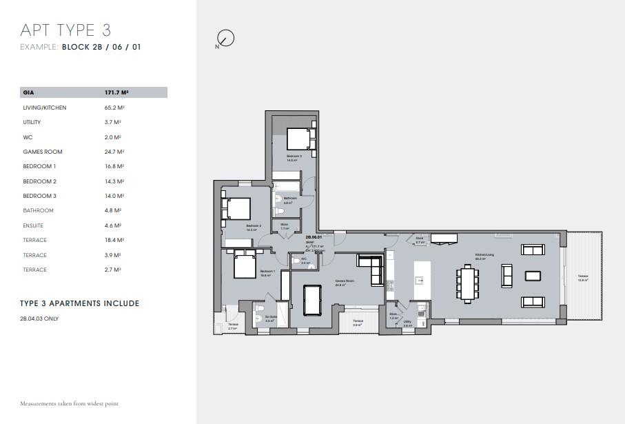 3 bedroom penthouse apartment for sale - floorplan