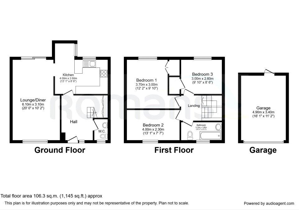 3 bedroom property for sale - floorplan