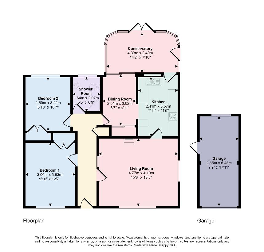 2 bedroom bungalow for sale - floorplan