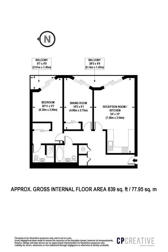 2 bedroom flat for sale - floorplan